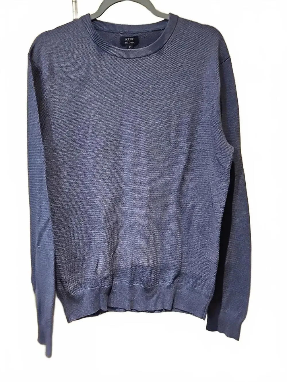 J.Crew Mens Navy Pullover Crew Neck 100% Cotton Long Sleeve Size M NWT  Ret $98